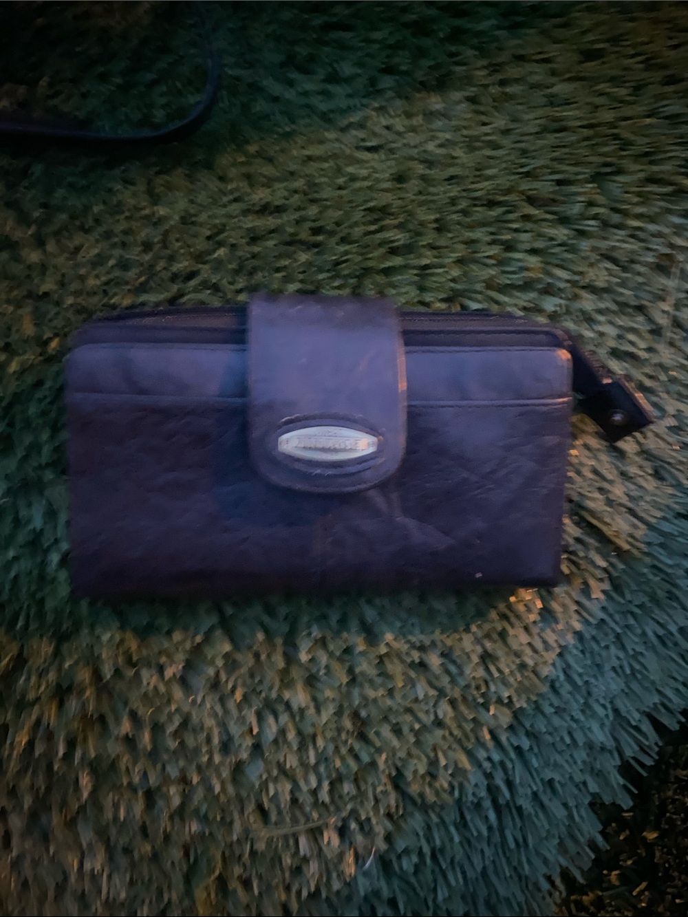 Vintage Navy Blue Men's Leather Wallet with Snap Strap